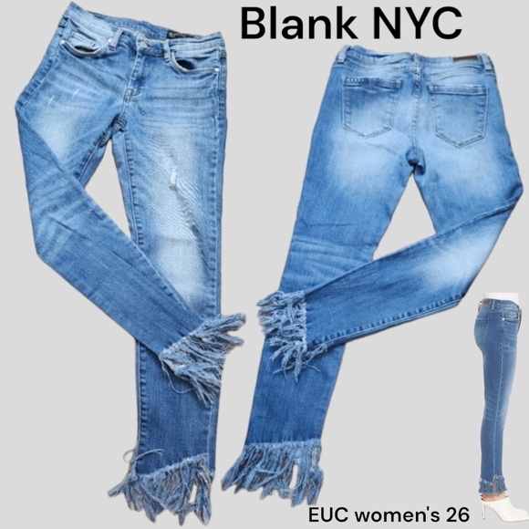 Blank NYC The Reade Skinny Classique light wash ankle fray denim jeans 26 - Picture 1 of 12